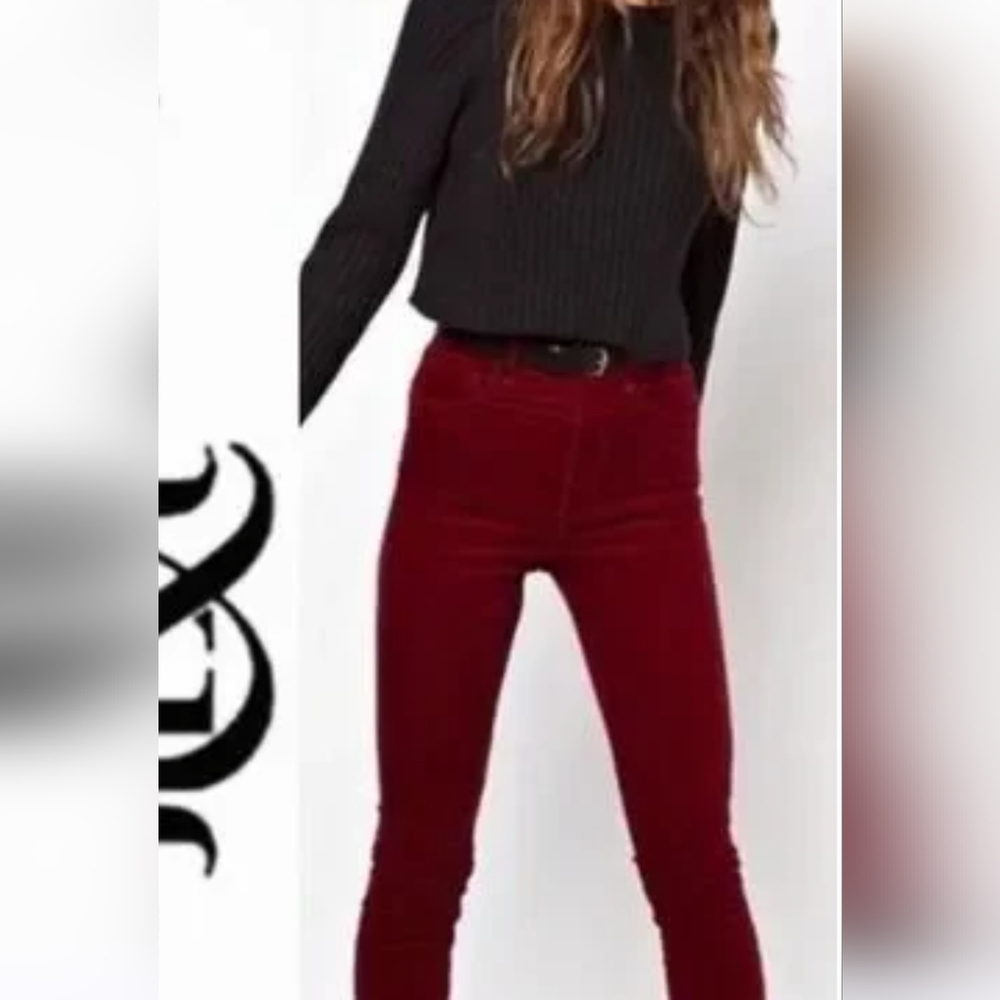 Rock & Republic Red Straight Leg Corduroy Pants Fall Casual‎ Sz 14 M